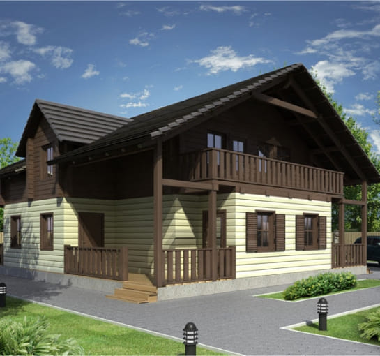 Шале двухэтажный дом 10х10м проект КП1517 198.3 кв.м.